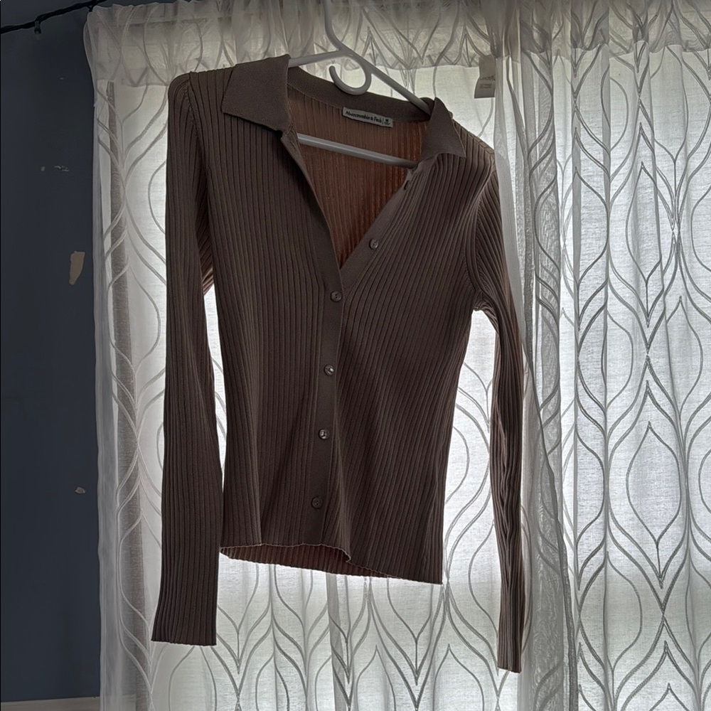 Abercrombie & Fitch Tan Long Sleeve Fitted Shirt